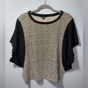 Ella Moss Black Label Women’s Aztec Tribal Design Colorblock Knit Top Size L EUC